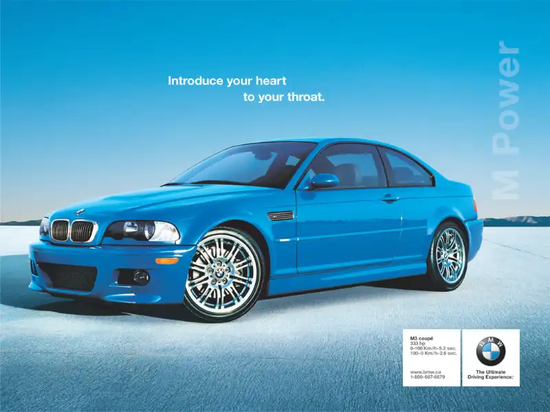 Vintage auto ad: BMW, Introduce your heart to your throat.